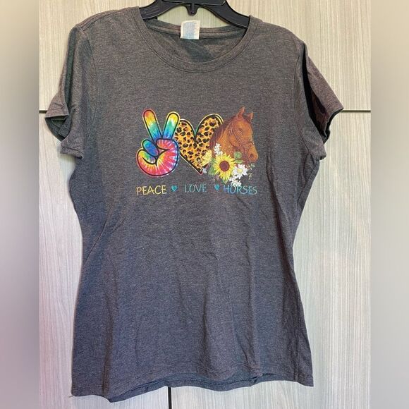 Peace Love Horses T-shirt - Picture 1 of 5